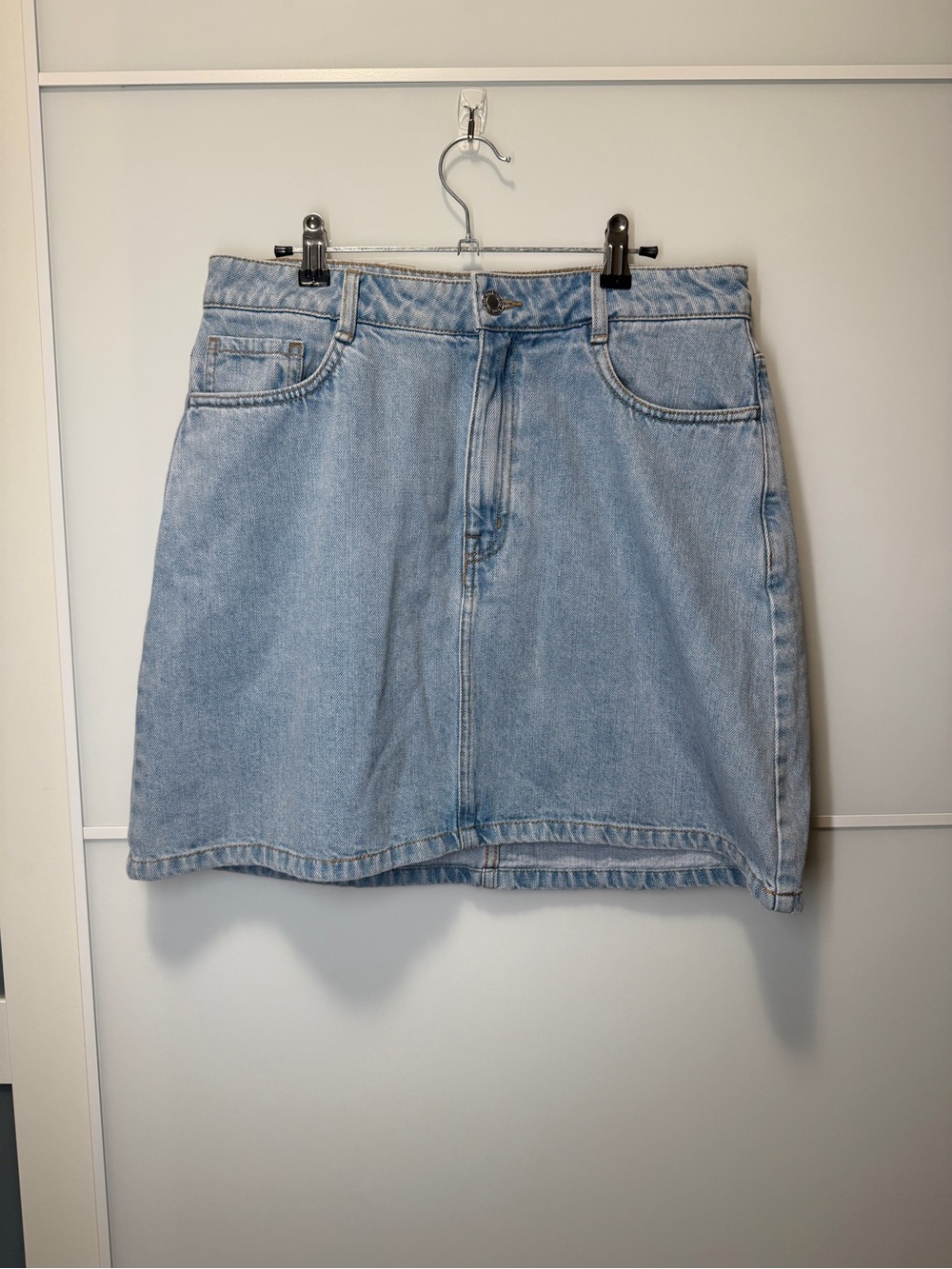 Frank & Oak Light Blue Denim A-Line Mini Skirt